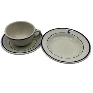 Shenango Vtg Navy China Restaurant Ware Includes Cup and Saucer and Small Bowl